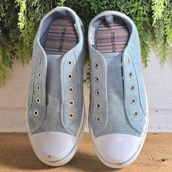 Size 9 Blue & White Maurices Slip On Sneakers Shoes - Picture 1 of 10